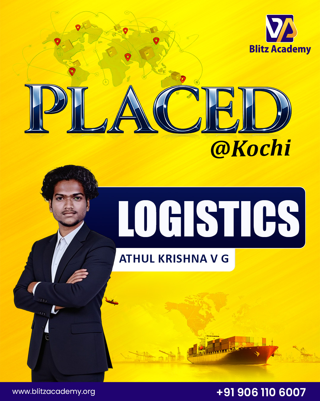 Athul Krishna V G, placed as Logistics (Kochi)